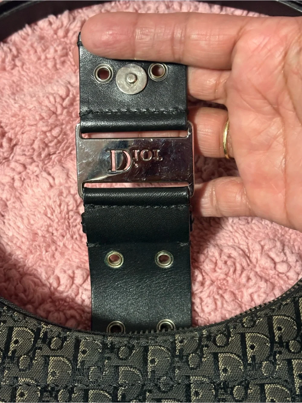 Dior Black Trotter Monogram Croissant Shoulder Bag